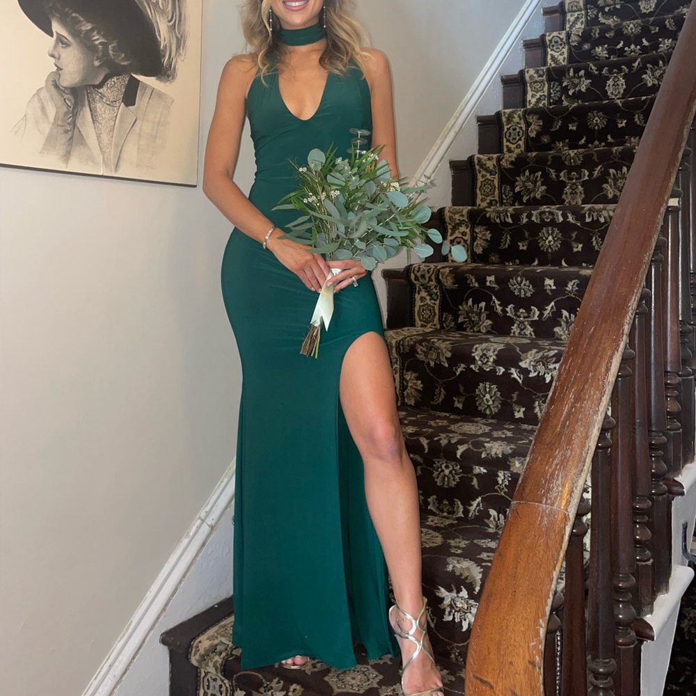 Hunter Green Backless Gown